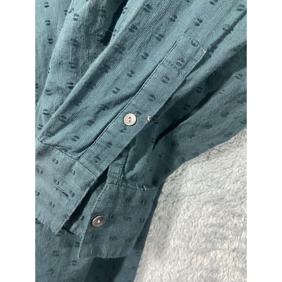 J Jill Blouse Womens Medium Black Textured Boho Peasant Long Sleeved - Picture 8 of 8